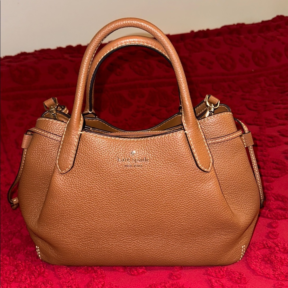 kate spade Pebbled Leather Satchel in Tan